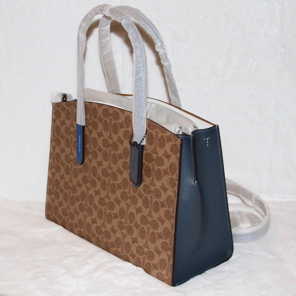 NWT COACH Charlie Carryall in Colorblock Signature Canvas Tote Bag Dark Denim - Picture 4 of 8